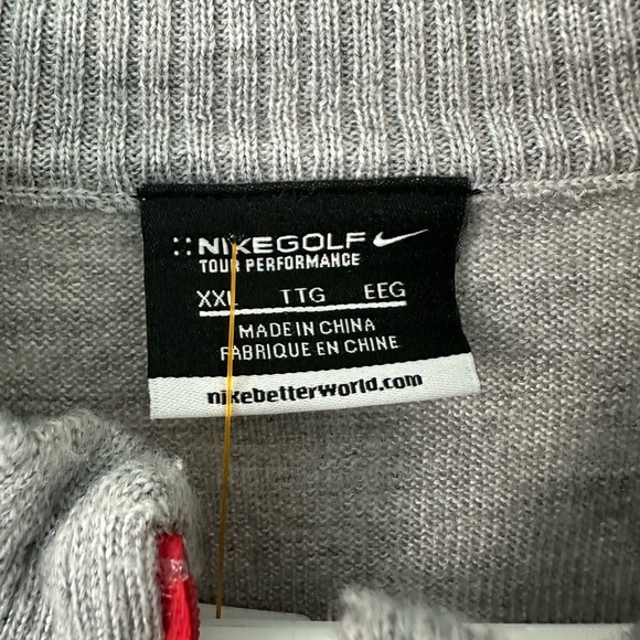 Nike Golf Tour Performance Striped Gray Merino Wool 1/4 Zip Sweater SZ XXL - Picture 2 of 4